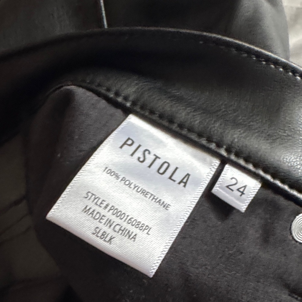 PISTOLA Black faux Leather pants Size 24 - Picture 10 of 11